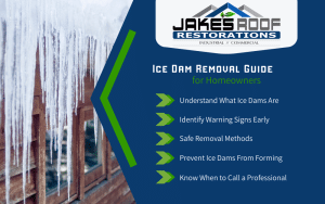 Jakes Roof Restorations Ice Dam Removal Guide for homeowners with icicles on roof edge and tips: warning signs, safe removal, prevention